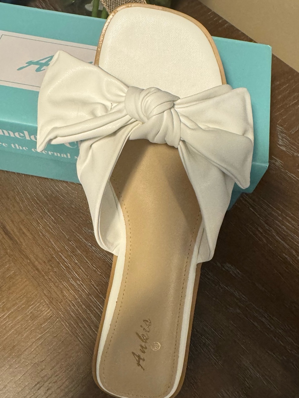 Adele's Cream Knot Bow Slide Sandal for Women